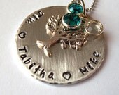 Personalized Necklace - Family Necklace, Family Tree, Birthstones, Hand , Children, Mother of Three