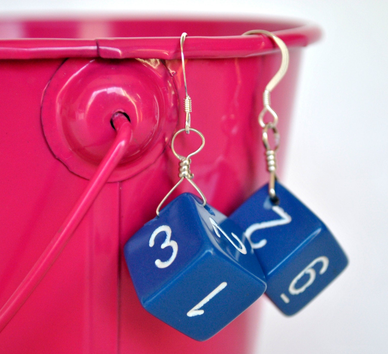 Blue Dice Earrings - d6 Six Sided Dice Jewelry - Geek Earrings