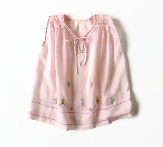 Vintage Flapper Girl Child 1920s Embroidered Dress