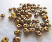 Super Duo Limon Travertin Dark Czech 2 Hole Beads 20 gms
