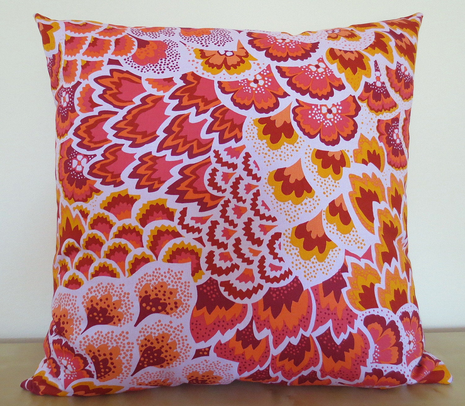 Amy Butler Soul Blossoms Rose Passion Peacock feathers decorative throw pillow cover 18 x18 inches /Accent cushion sham.