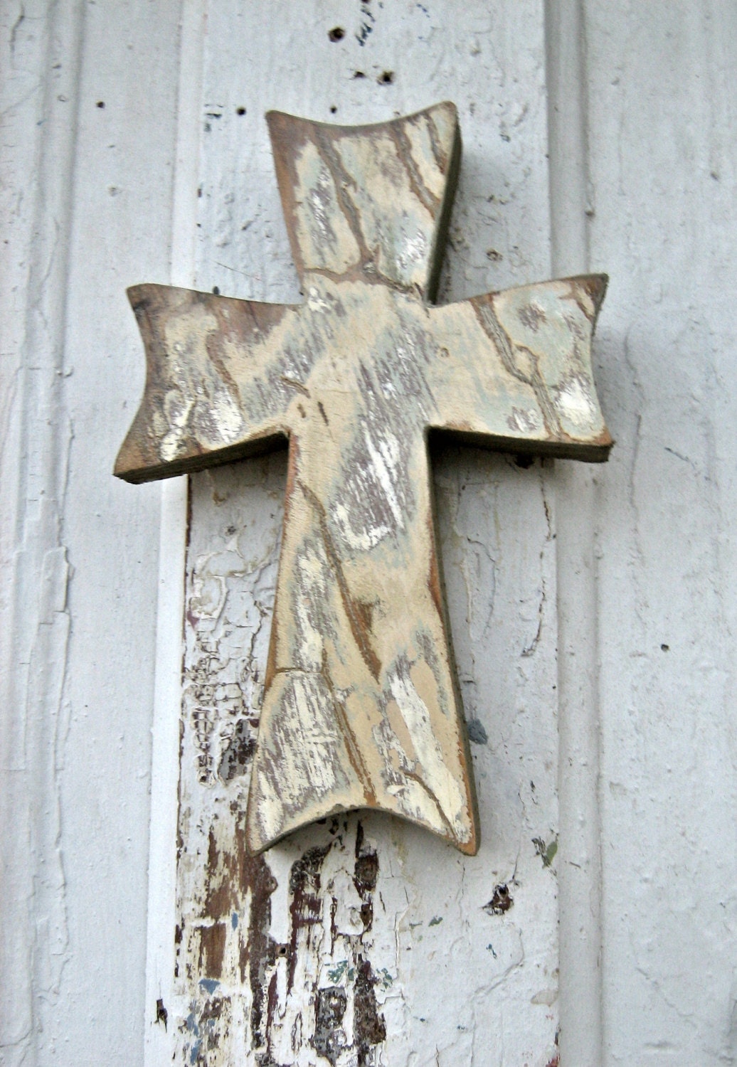 Crackled Distressed Wooden Wall Cross, Salvaged Wood Art, Christian Decor