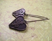 Brass Heart Earrings, Victorian Bouquet, Brass Dangle Earrings, FREE Shipping U.S.