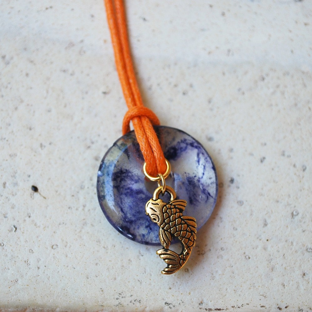 New - Koi Pond Adjustable Gemstone Donut Necklace