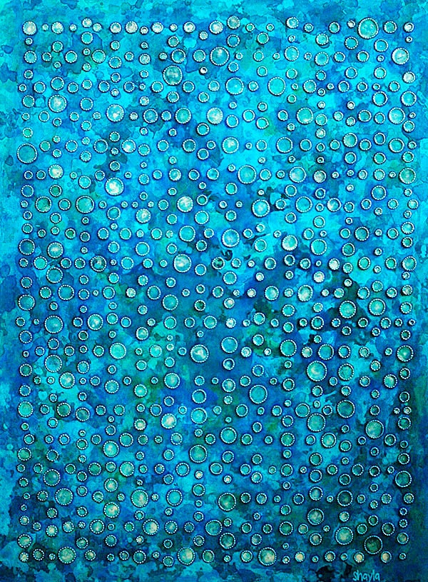 Frequency - Original Light Reactive Painting - 40x30 inches - 840 Circles, 159,000 dots - Glows in the Dark