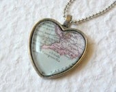 World Traveler Heart Shaped Map Necklace - Amalfi Coast, Italy featuring Amalfi, Sorrento, Positano and more