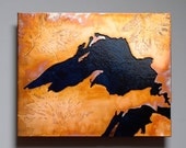 Copper Metal Map Art of Lake Superior 8x10 inch