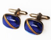 Regal Cuff Links in Cobalt Blue and Goldtone