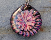 Boro Glass Pendant Flower Borosilicate Lampwork, Handmade Glass Jewelry - Second Chance