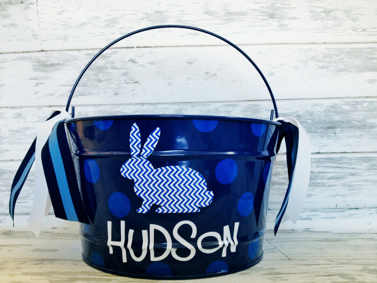 custom personalized 16 QUART name Easter bucket featuring a patterned bunny