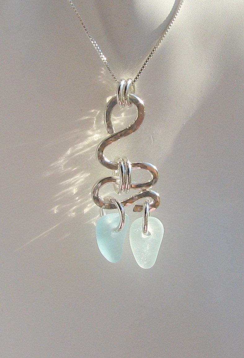 Coastal Sparkle Sea Beach Glass Sterling Necklac