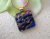 Petite Purple Gold -  Necklace - Dichroic Pendant -   Dichroic Fused Glass Jewelry -Limited Edition 040713p100b