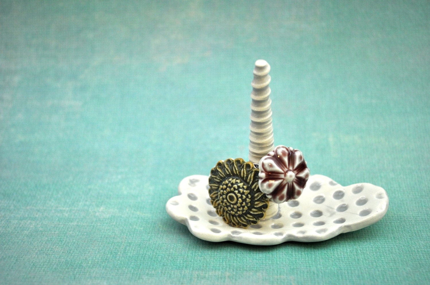 Soft Cloud Wedding Ring Dish - pottery ring holder- light gray and white- ceramic cloud dish for your rings and treasures