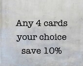 Custom set of four (4) note greetings cards. Save 10% - you choose images flowers graffiti travel Morocco
