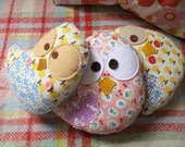 SALE Handmade patchwork Bird plush toy, apple and floral fabric