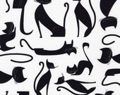 NEW Robin Zingone, Whiskers and Tails, Black Cats on White Fabric - By the Yard