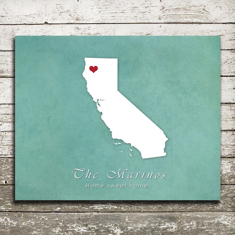 Custom State Silhouette Wall Art - 8x10 Gift Print for Weddings, Anniversaries, Housewarming, Nursery