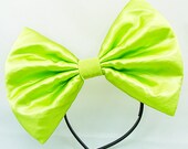 Large Lime Green Satin Hair BOW Big cosplay or costume HAIRBAND