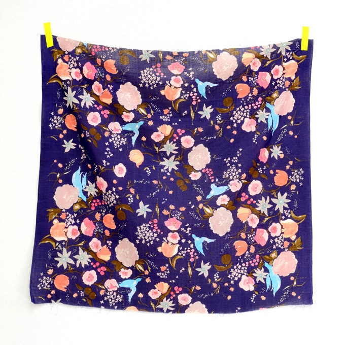 Nani Iro Kokka Fuccra : rakuen Japanese Fabric - dark purple / blue