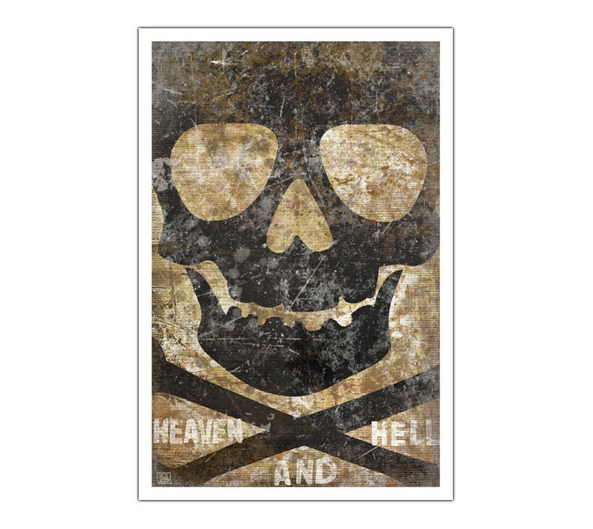 Music Lyric Art Print Skull - Heaven And Hell--Ronnie James Dio - Black Sabbath -- 11 X 17 PRINT