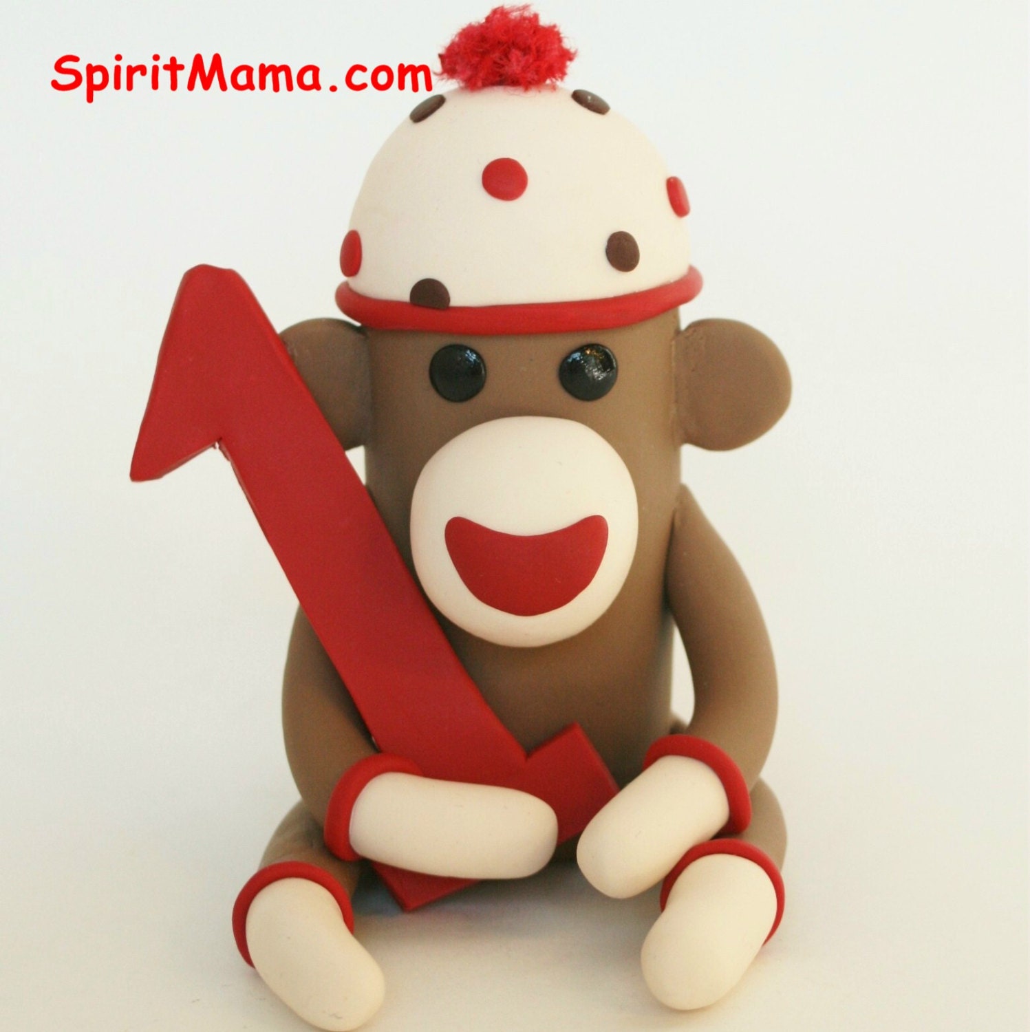 Sock Monkey Birthday Cake Topper w Number / 3 inch