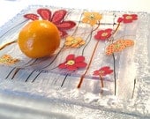 Fused Glass Platter: Orange Bouquet