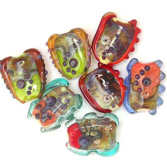 SALE: Seven Orphan Beads - Handmade Lampwork (7)