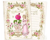 Marie Antoinette, Invitations, Tea Party, Let them Eat Cake, Shower Tea, Vintage Rose Wallpaper, Teacup, French, Notecards