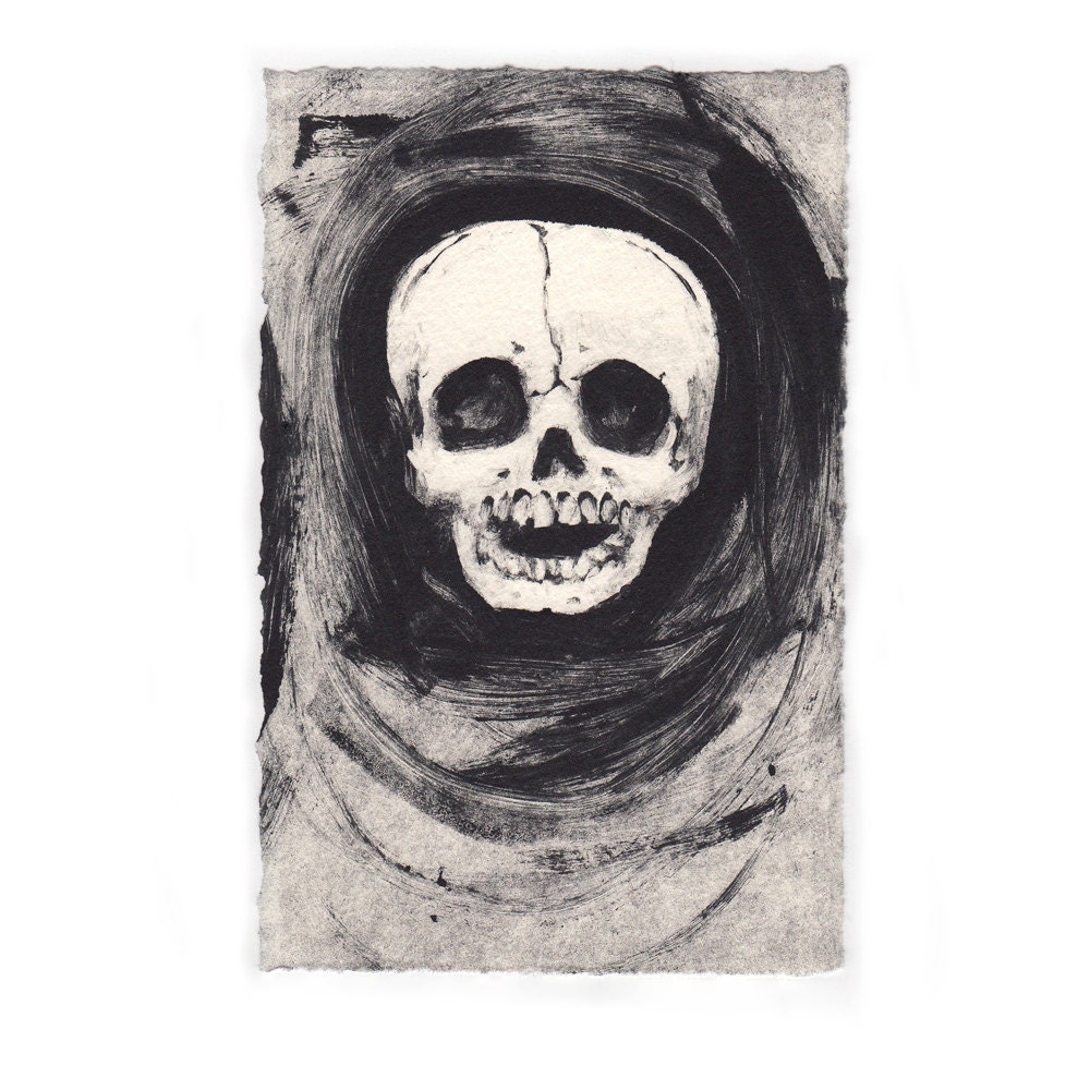 Skull monoprint fine art print