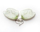 Katydid or leafhopper wing dangle earrings