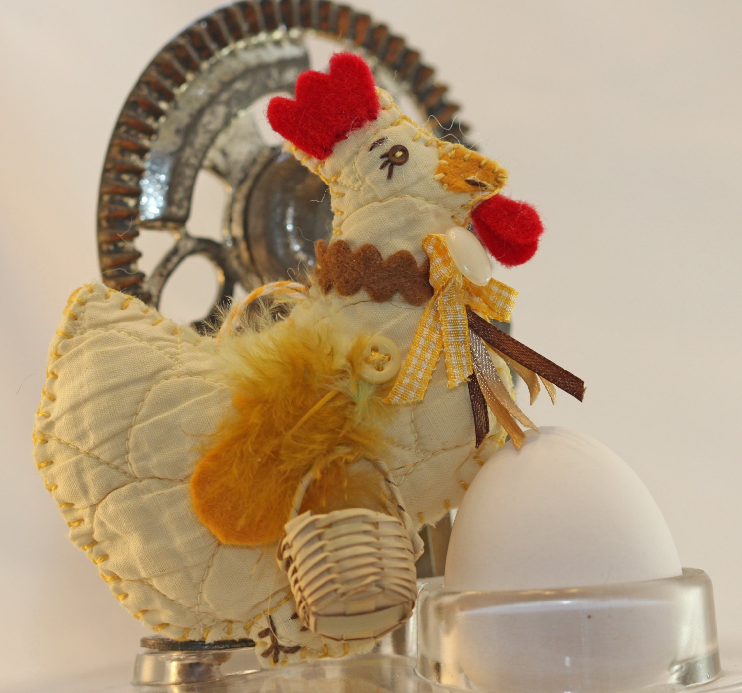 Rise and Shine Morning Chicken Quilty Critter - Farmyard Critter, Sunny, Chicken w a Basket