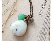 G R E E N W O O D... Peruvian opal, chrysoprase, sapphire on brass necklace