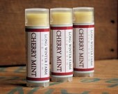 Cherry Mint Lip Balm - One Tube Beeswax Shea Cocoa Butter Jojoba