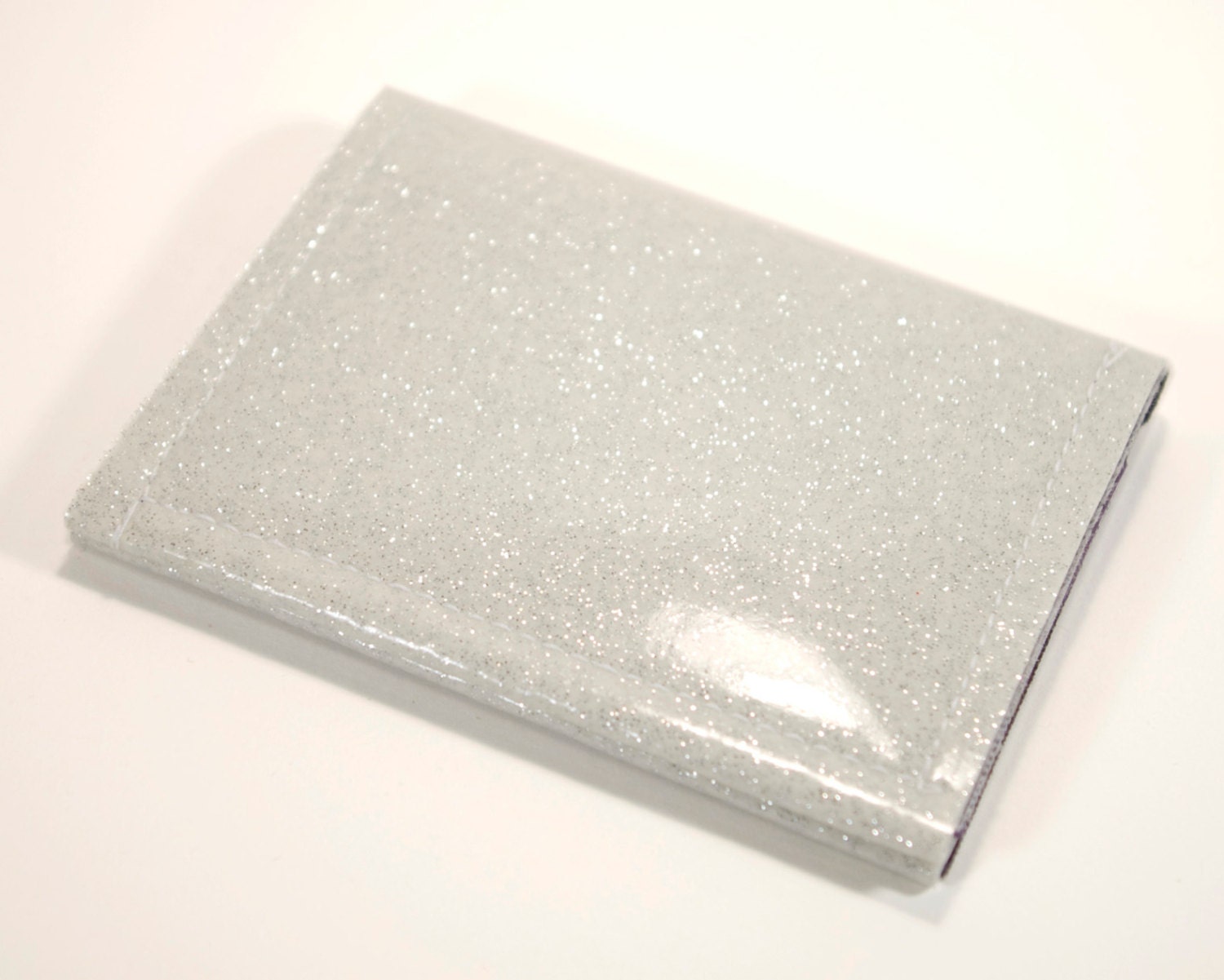 White Glitter Vinyl Billfold Wallet