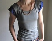 Celadon Gray Green Tee Shirt  - Color Block - Tshirt -  Women's Blouse