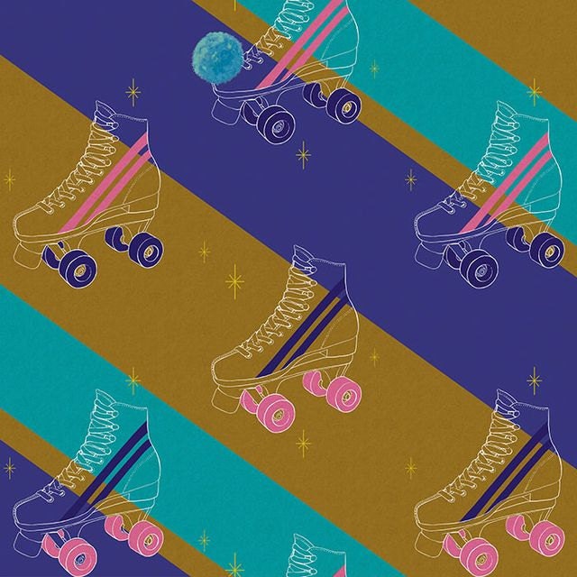 Melody Miller FABRIC - Ruby Star Sparkle - Skate A Thon - Purple