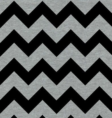 Cotton Jersey Knit FABRIC - Chevron - Heather Grey Black