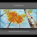 Art OIl painting Original modern landscape skyline bright blue sky, golden tree, looking up fall forest 48 X 24