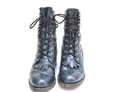 size 5.5 gunmetal gray leather Justin lace up boots