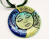 Fused Glass Dichroic Pendant (Zen Tangle Face)