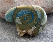 Naos Glass - Spirit Bear Totem Talisman Focal - Handmade Lampwork Bead SRA - Aqua Olive Silver