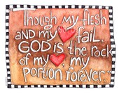 GOD is the rock of my HEART scripture watercolor painting art print by Marley Ungaro