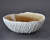 SALE - Amber Medium Geode Textured Porcelain Bowl - Serving Dish Vessel  Modern Ceramic