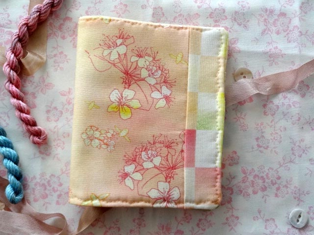 Peach Blossom Needlebook Watercolor Art Fabric
