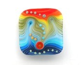 Lampwork glass focal bead. Pantone fashion colors for spring 2013 Monaco blue,Poppy Red,Lemon zest,Dusk Blue,Tender Shoots