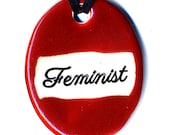Feminist Ceramic Necklace in Red