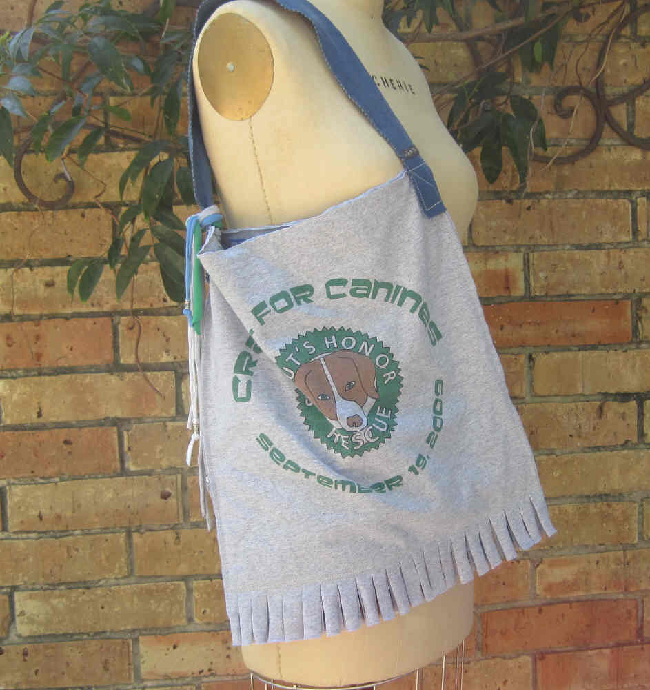 Upcycled T shirt Tote Bag Purse Humane Society Animal Rights PETA