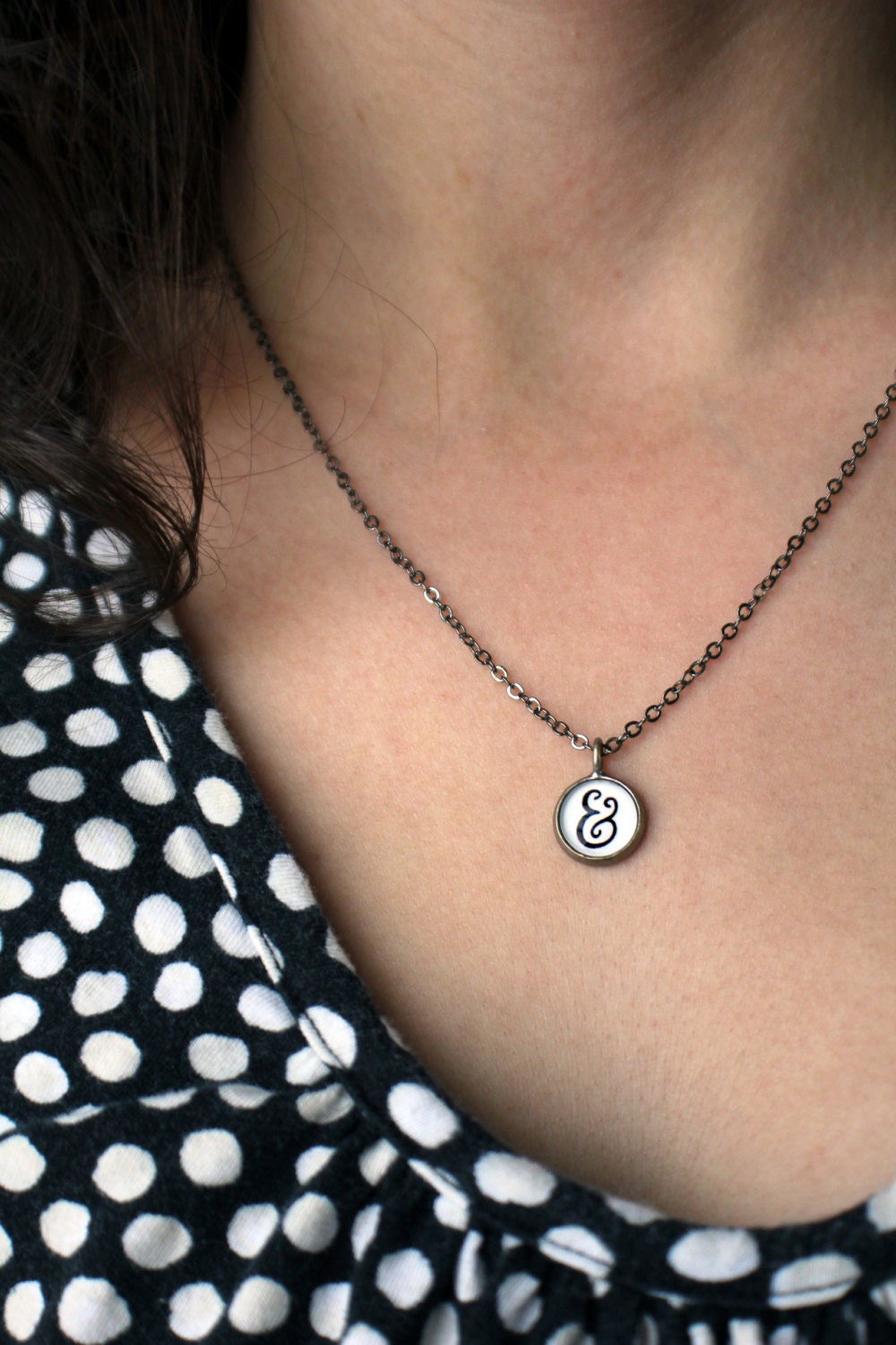 Ampersand Necklace Pendant - Calligraphy Jewelry Collaboration with EmDashPaperCo - Gift for Bridesmaids, Bibliophile, Mothers Day