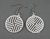 Small White Geometric X laser cut earrings