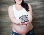 RockerByeBeanies Newborn Baby knit skull cap hat beanie Gray Splatter SKull Burnout Print  for your little boy or girl